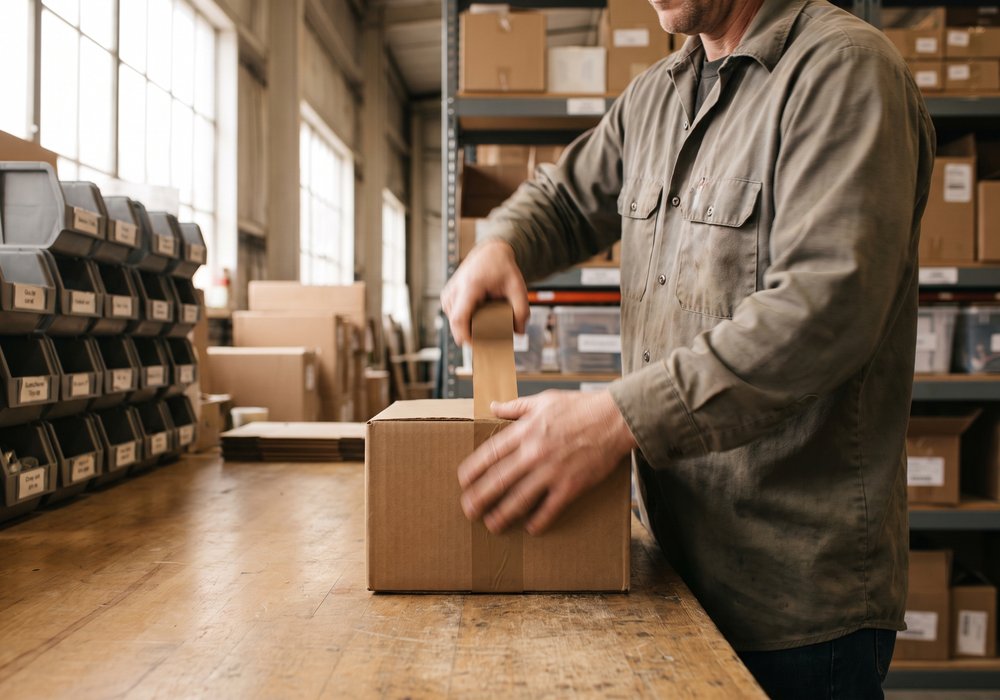Packing and shelving at NEST warehouse
